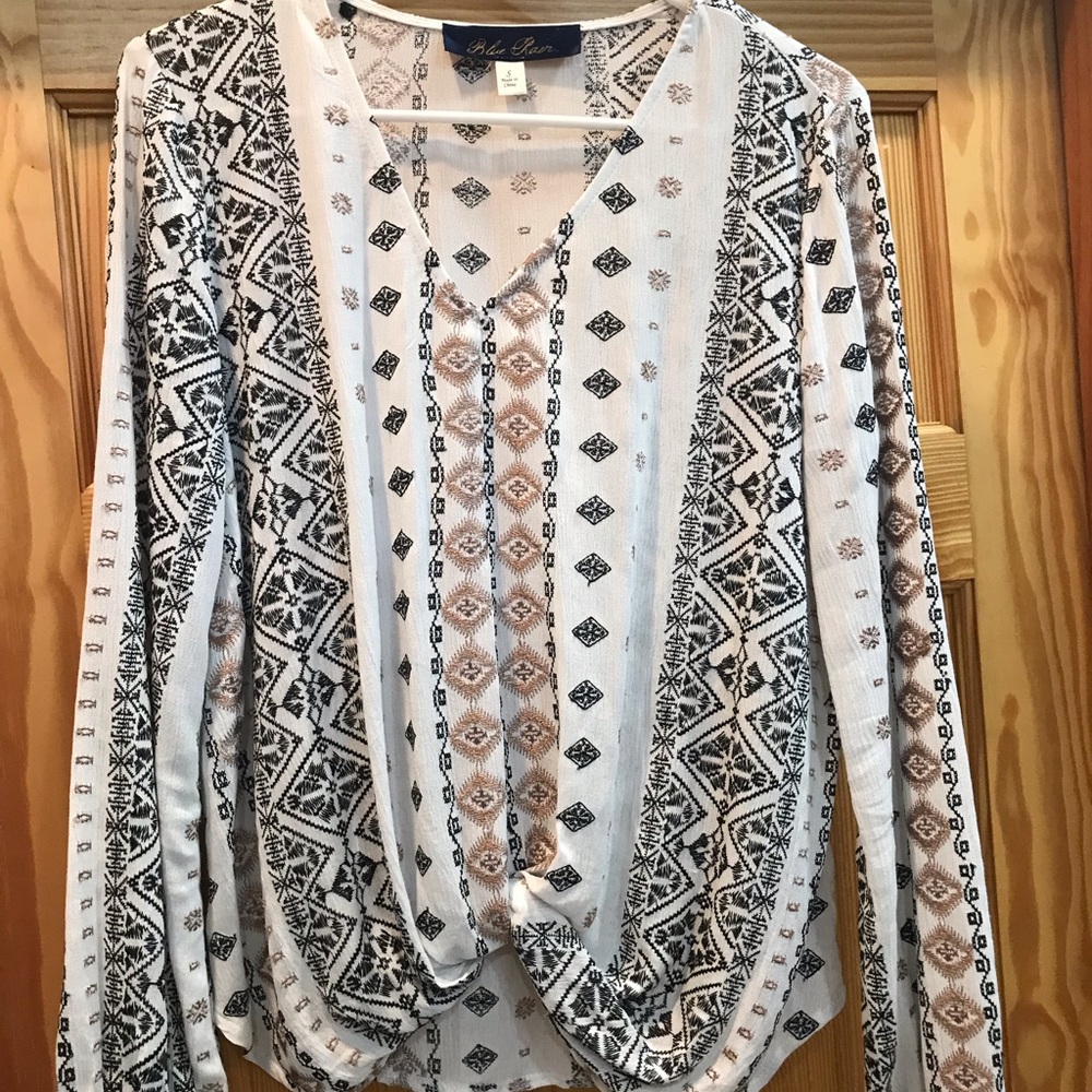 White Black and Gold Blouse